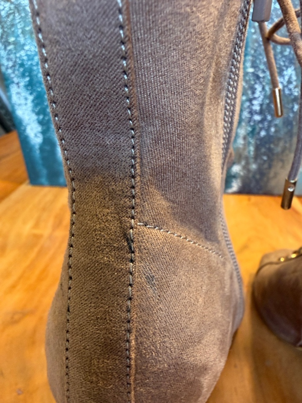 Anne Michelle Y2K Inspired Taupe Lace-Up Heeled Booties (VGUC) - Picture 6 of 13